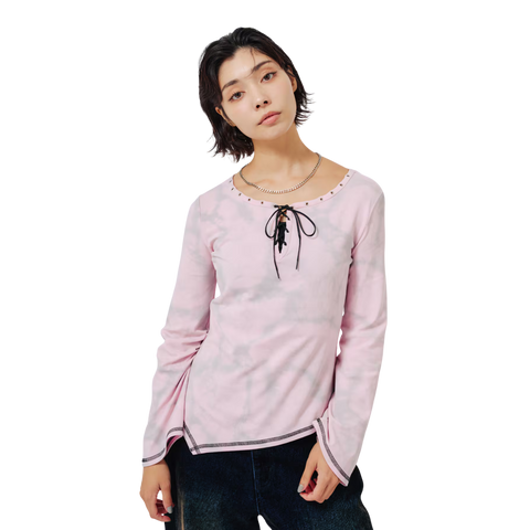 ATMOS PINK LACE-UP TOP