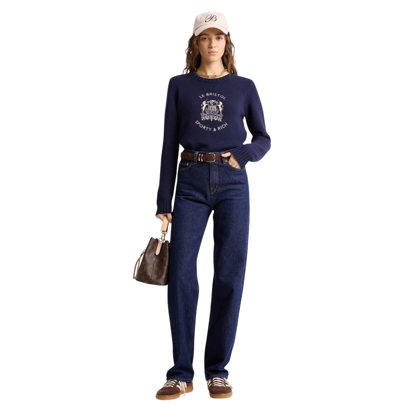 SPORTY & RICH BRISTOL CREST COTTON KNIT SWEATER