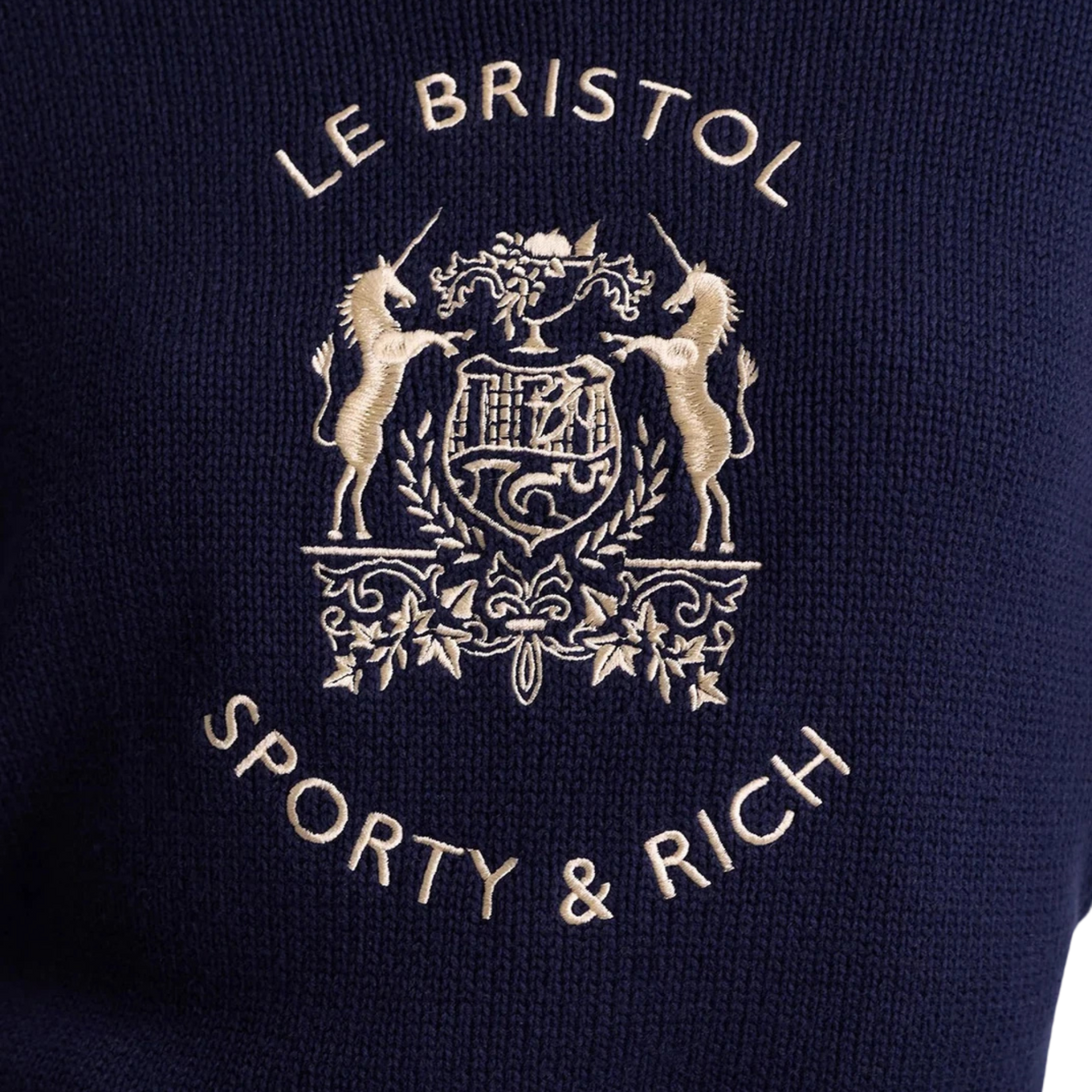 SPORTY & RICH BRISTOL CREST COTTON KNIT SWEATER