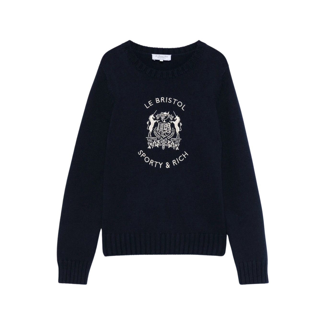 SPORTY & RICH BRISTOL CREST COTTON KNIT SWEATER