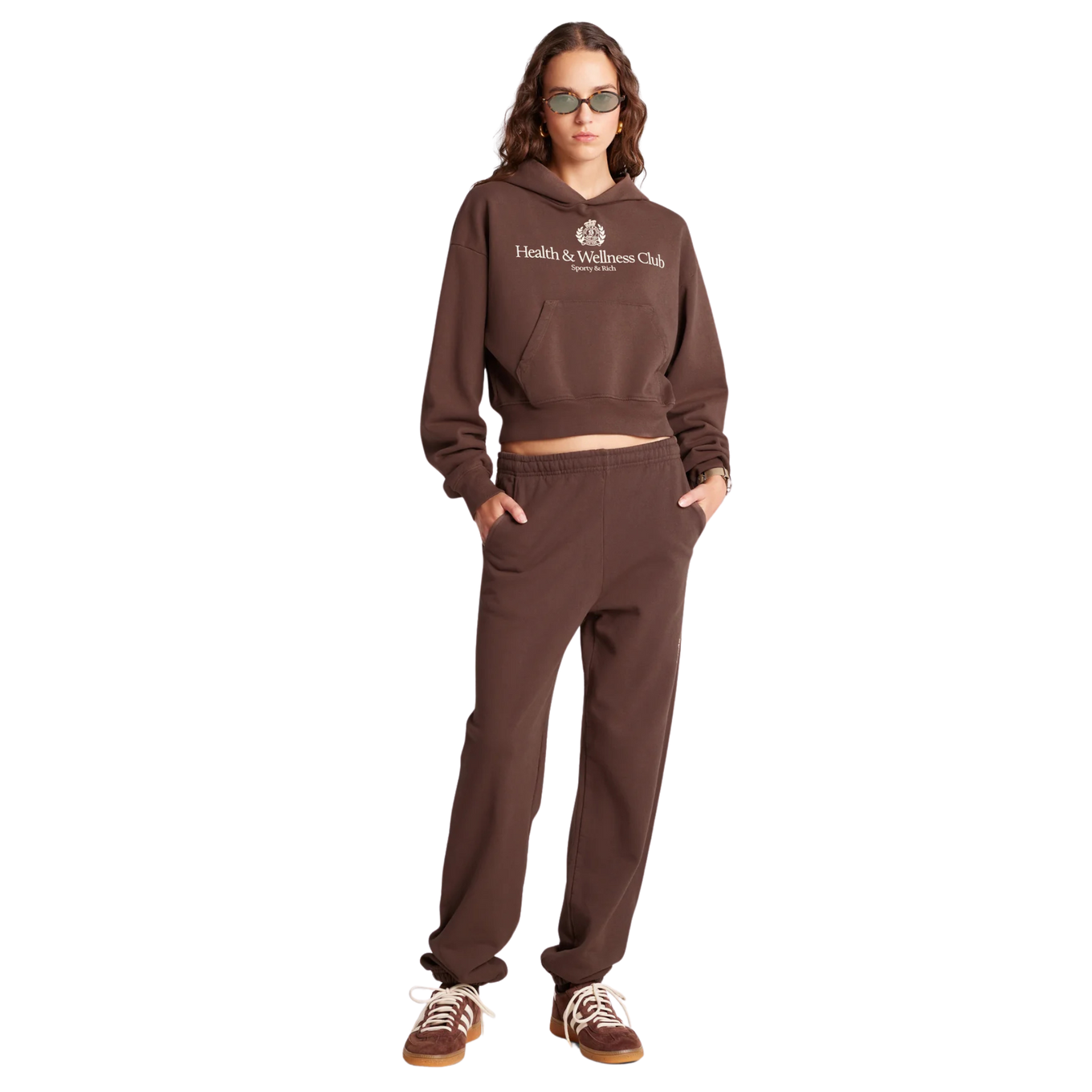 SPORTY & RICH H W CREST CROPPED HOODIE