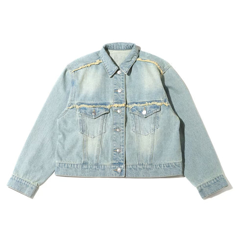 ATMOS PINK FRINGED DENIM JACKET