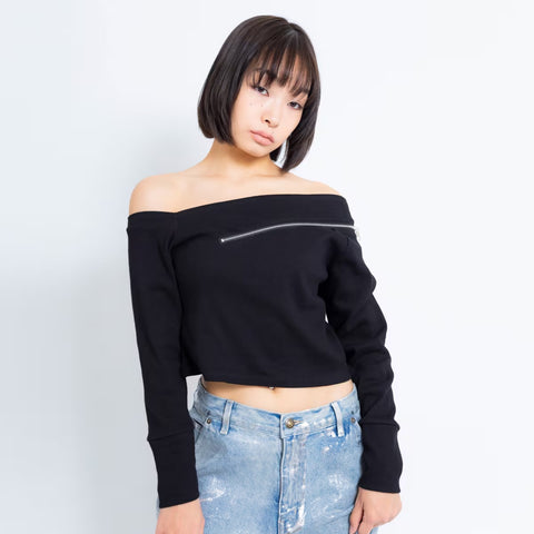 ATMOS PINK ONE SHOULDER RIP KNIT TOP