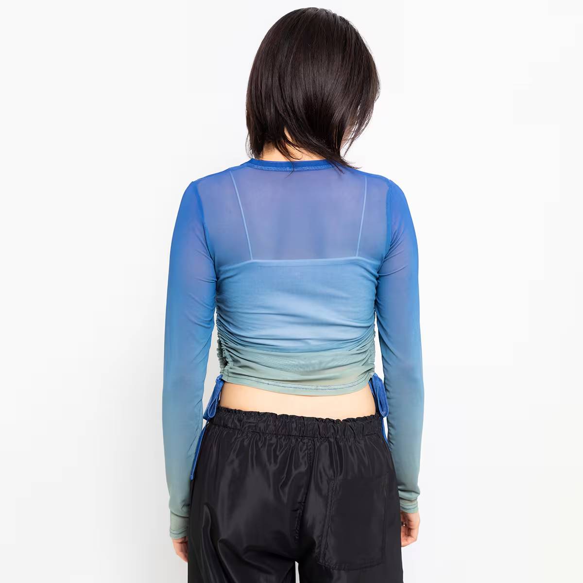 ATMOS PINK SHIRRING SEE-THROUGH TOP