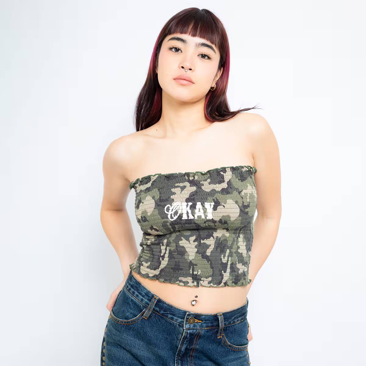 チューブトップ ベアトップ atmos pink Camouflage Shirring Baretop / アトモス ピンク カモフラージュシャーリ atmos pink Camouflage Shirring Baretop / アトモス ピンク