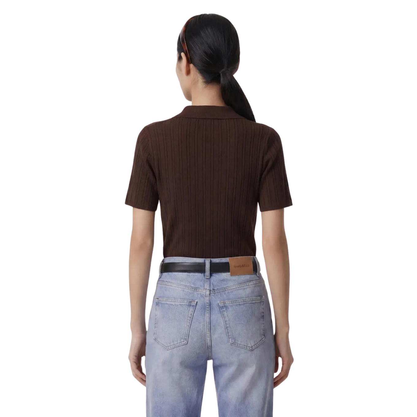 SPORTY & RICH SRC RIBBED POLO