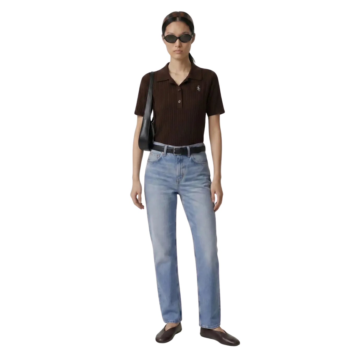SPORTY & RICH SRC RIBBED POLO