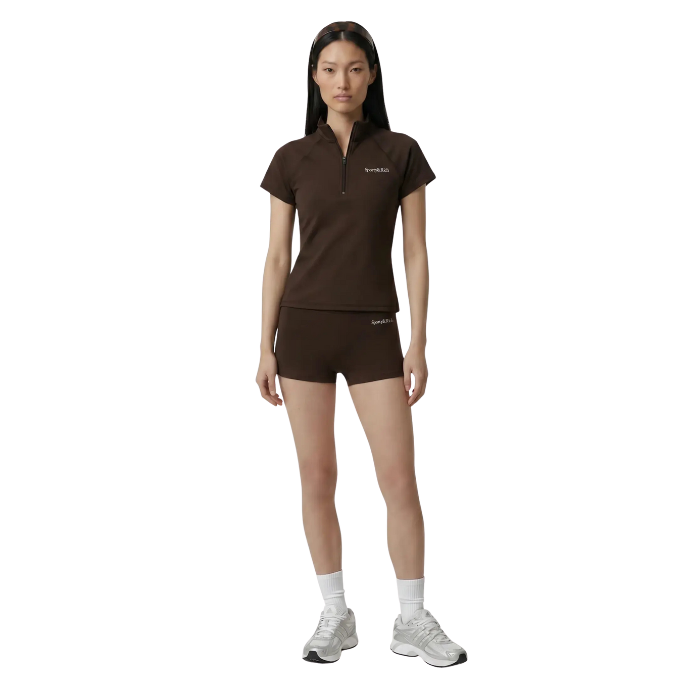SPORTY & RICH SERIF LOGO MINI BIKER SHORT