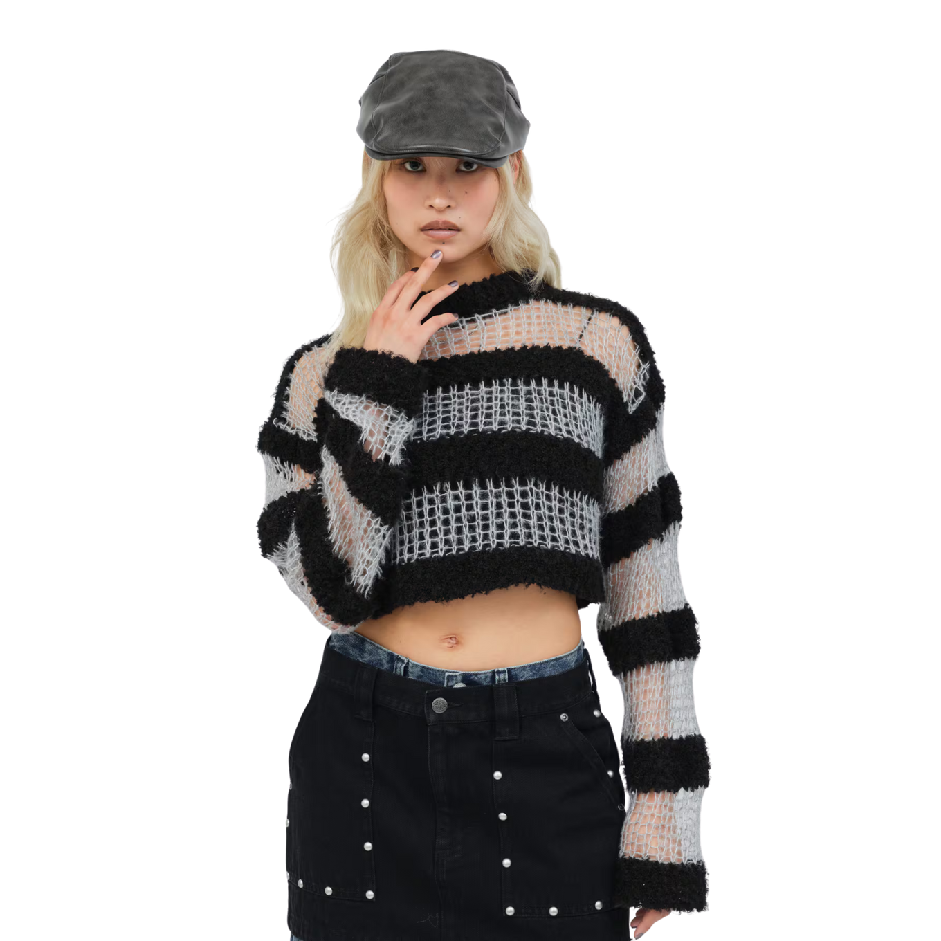 ATMOS PINK BORDER KNIT TOP