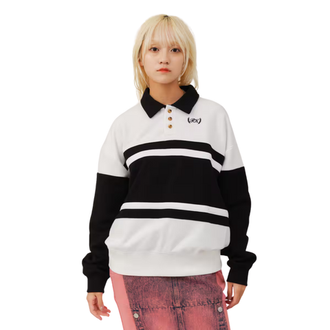 ATMOS PINK LINE POLO SWEATSHIRT