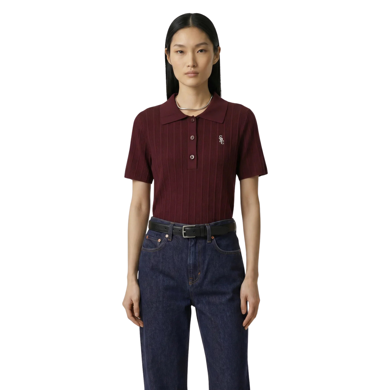 SPORTY & RICH SRC RIBBED POLO