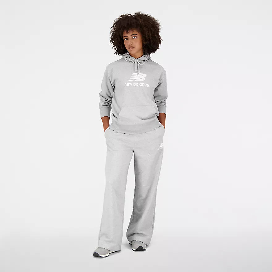NEW BALANCE ESSENTIALS STACKED LOGO FRENCH TERRY WIDE LEGGED SWEATPANT